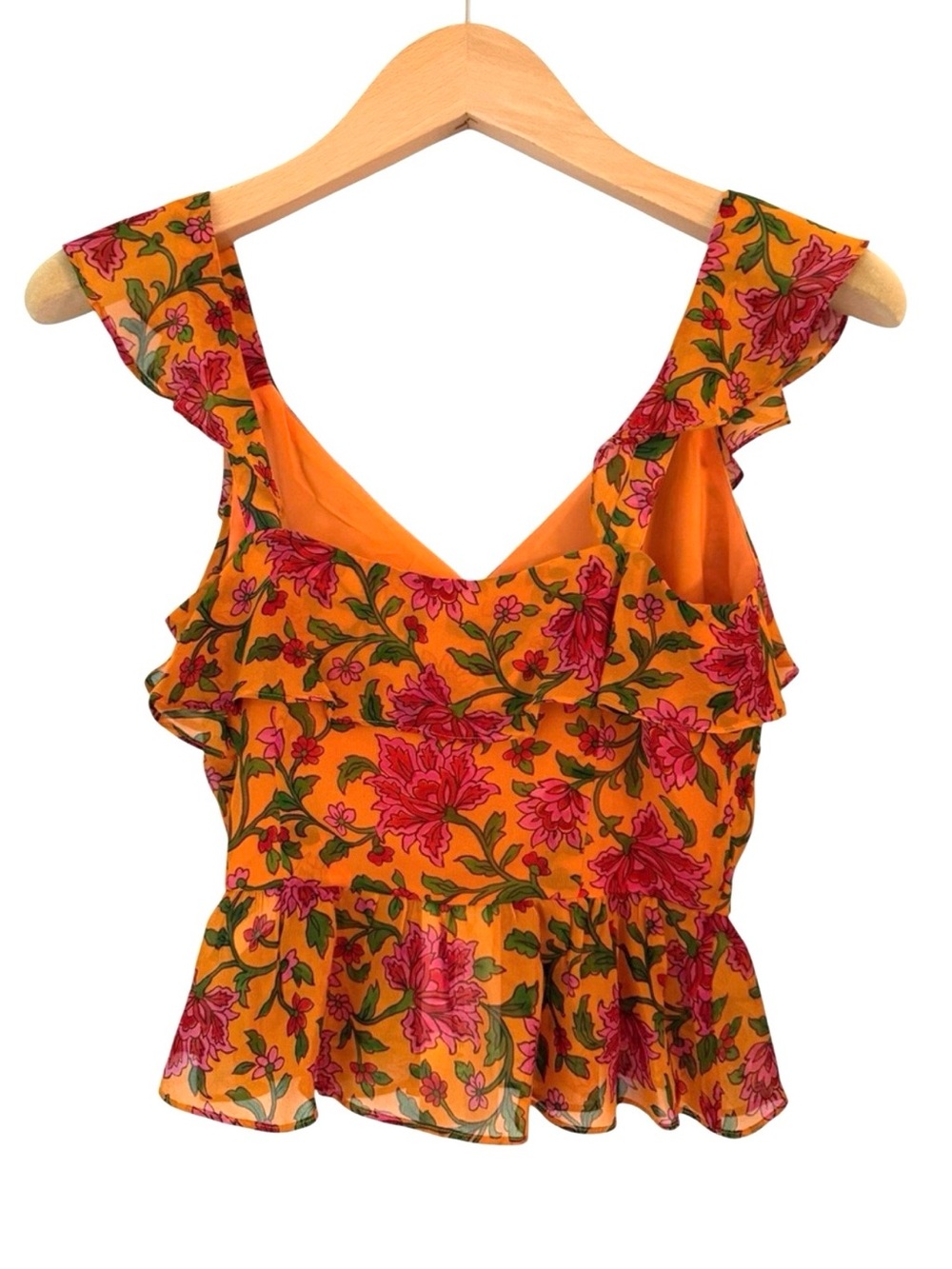 Veronica Beard Randa Top Silk Ruffle Peplum Floral Size 0 NWT - Picture 3 of 14